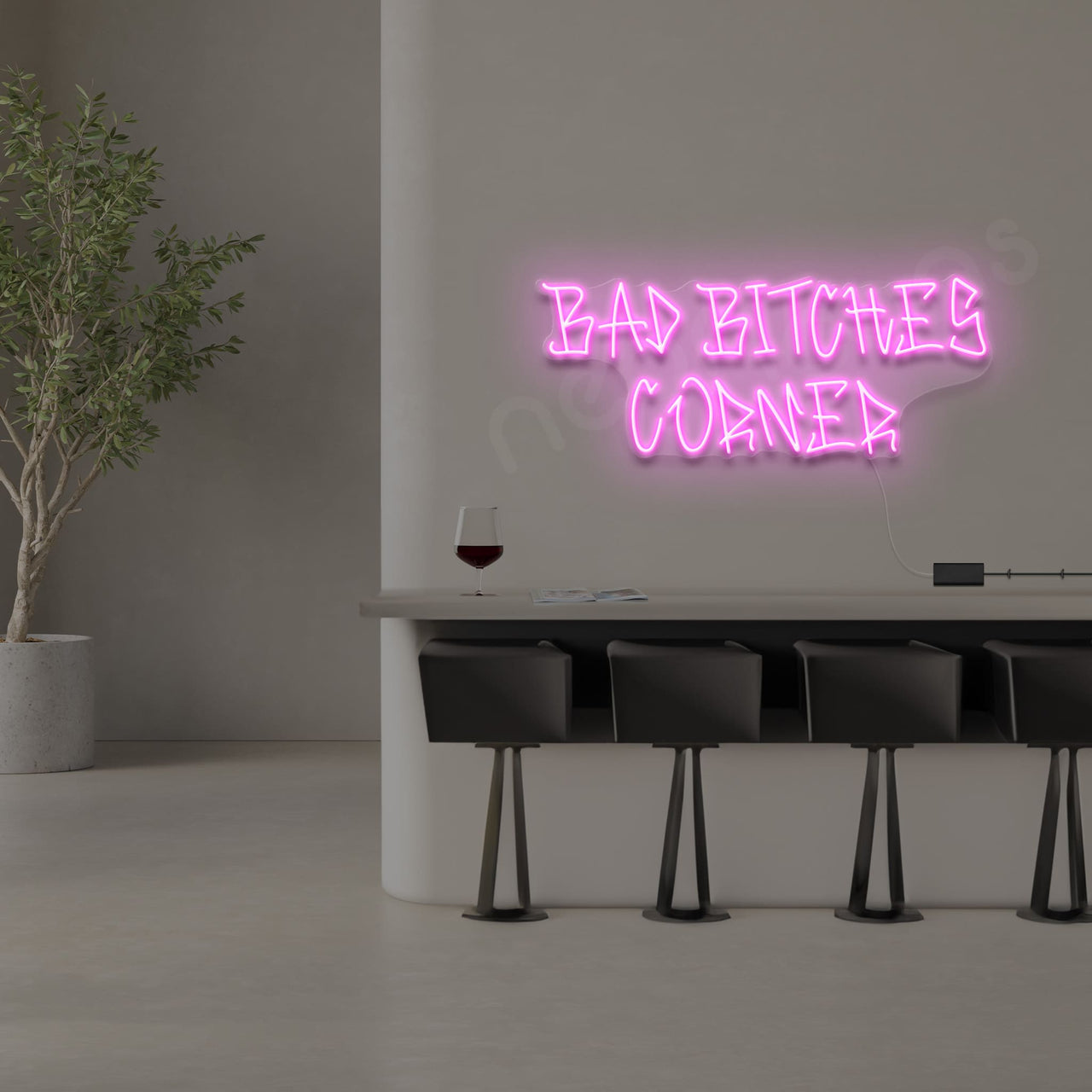 "Bad Bitches Corner" Neon Sign by Neon Icons