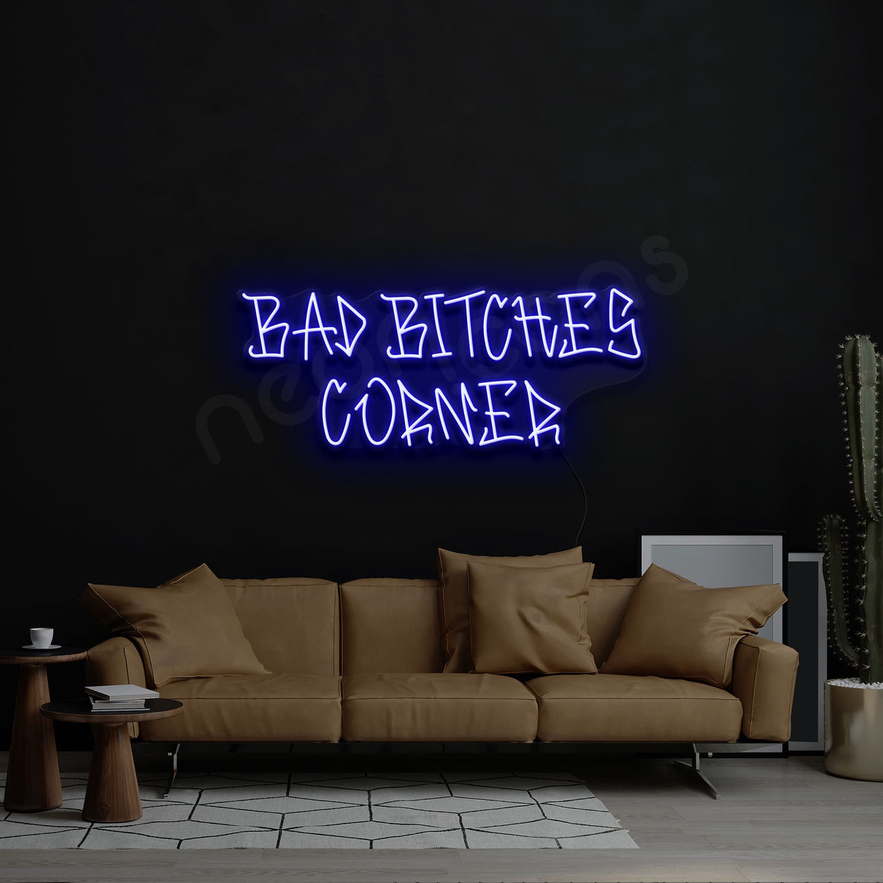 "Bad Bitches Corner" Neon Sign 60cm (2ft) / Blue / LED by Neon Icons