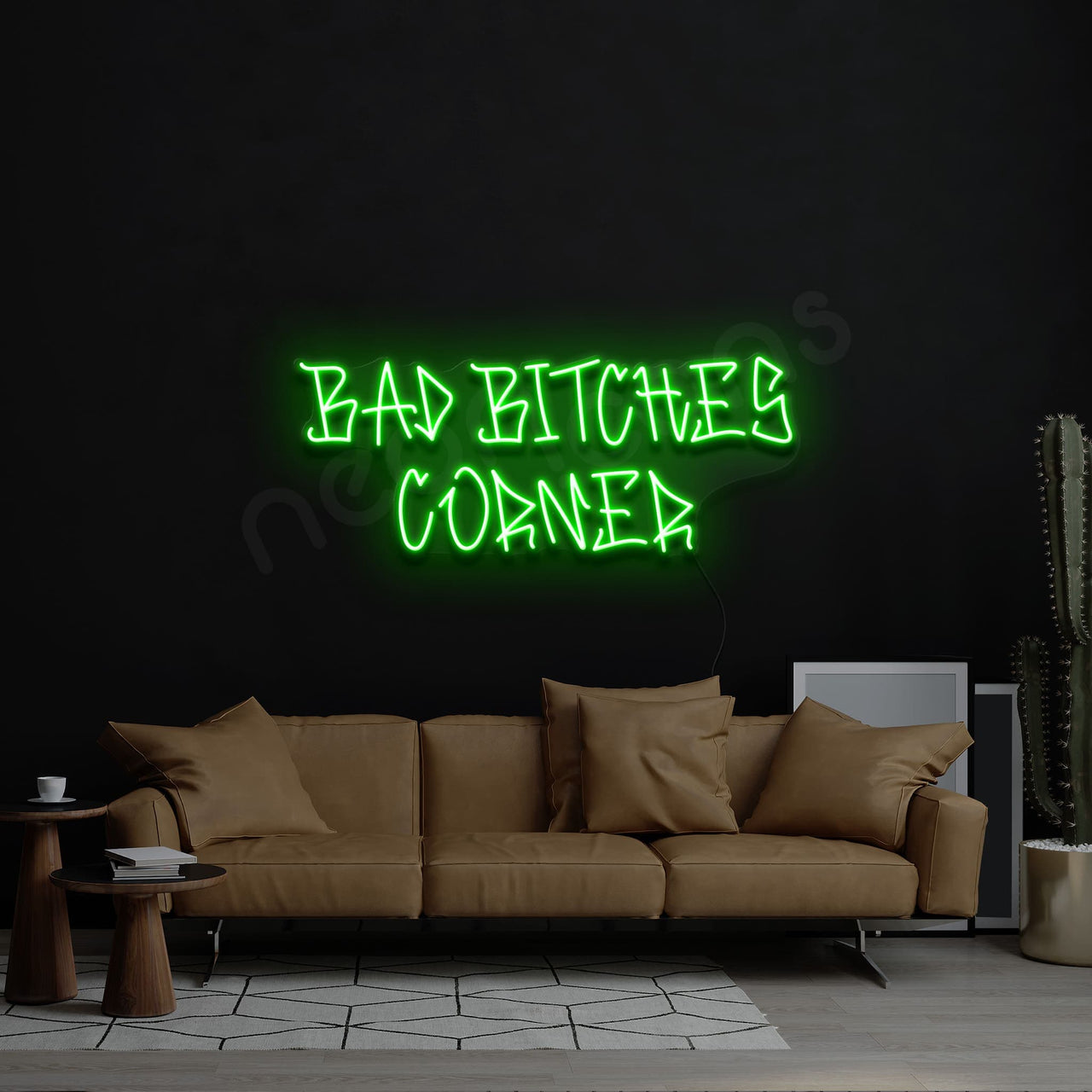 "Bad Bitches Corner" Neon Sign 60cm (2ft) / Green / LED by Neon Icons