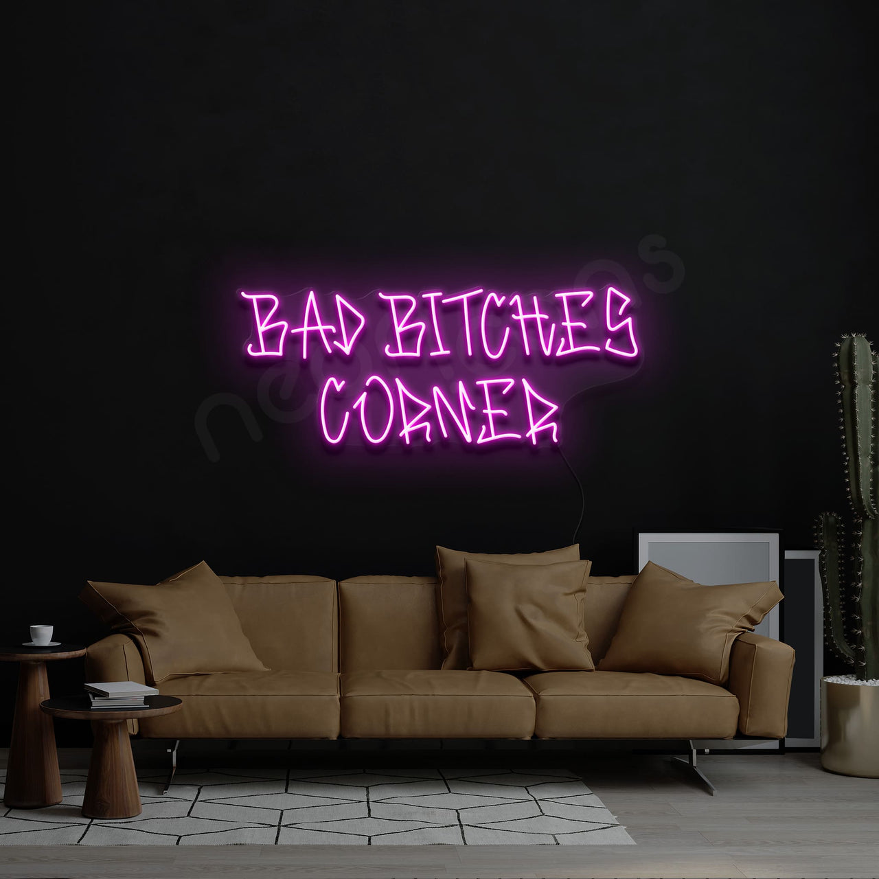 "Bad Bitches Corner" Neon Sign 60cm (2ft) / Pink / LED by Neon Icons