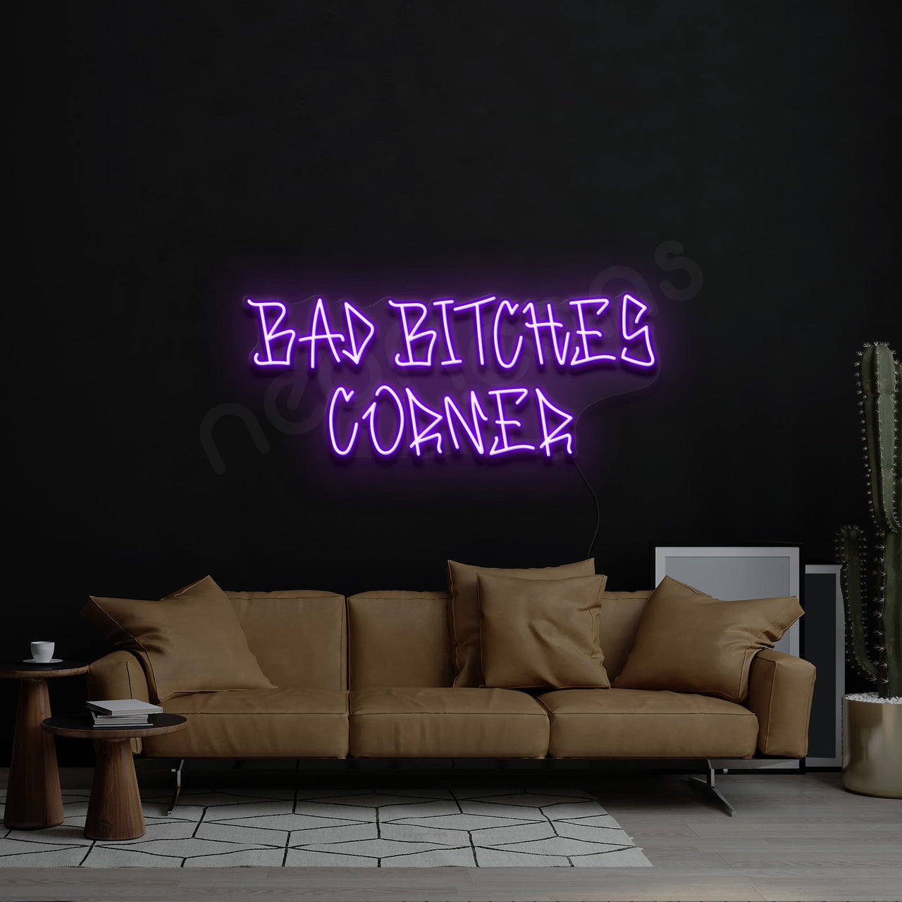 "Bad Bitches Corner" Neon Sign 60cm (2ft) / Purple / LED by Neon Icons