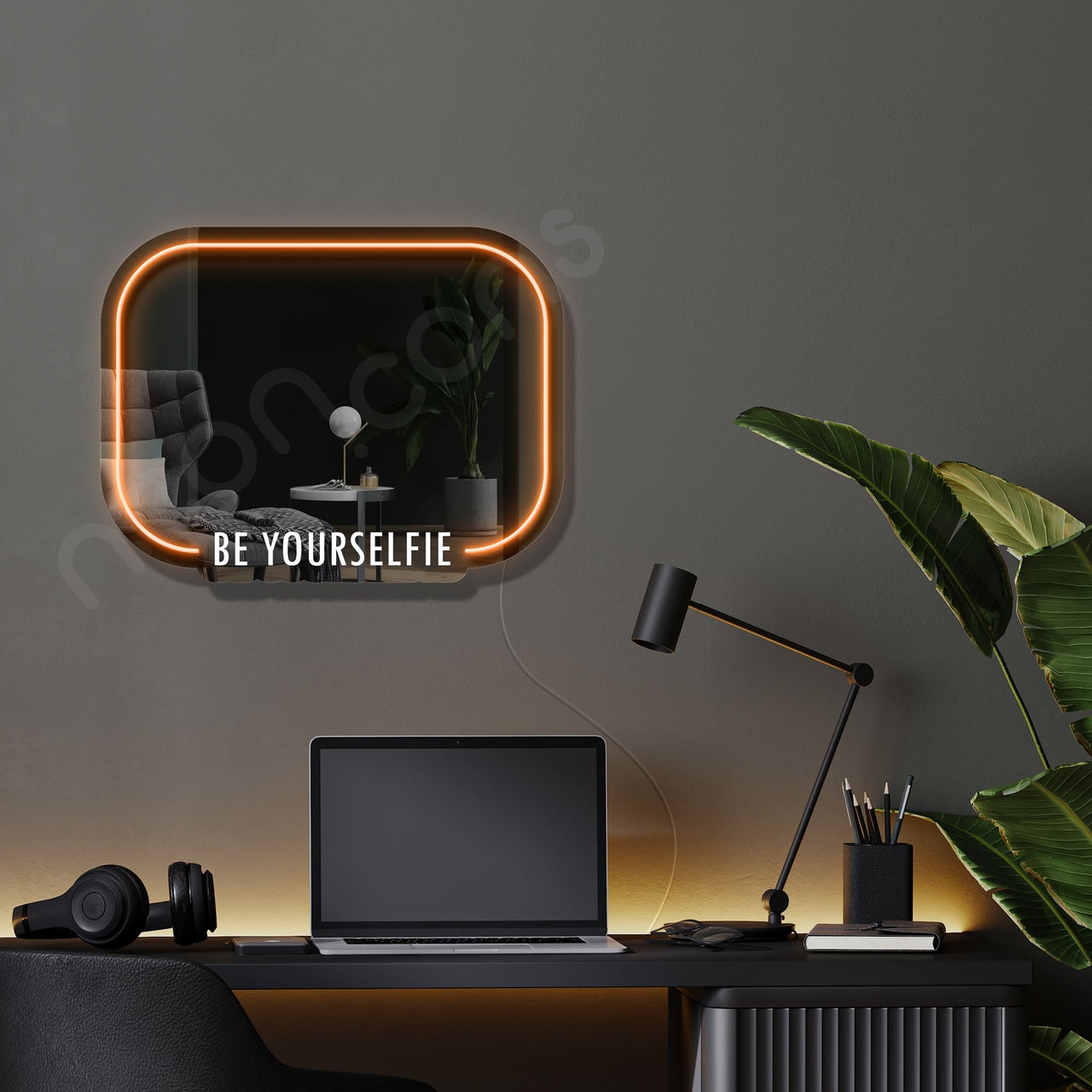 "Be Yourselfie" LED Neon x Acrylic Mirror by Neon Icons