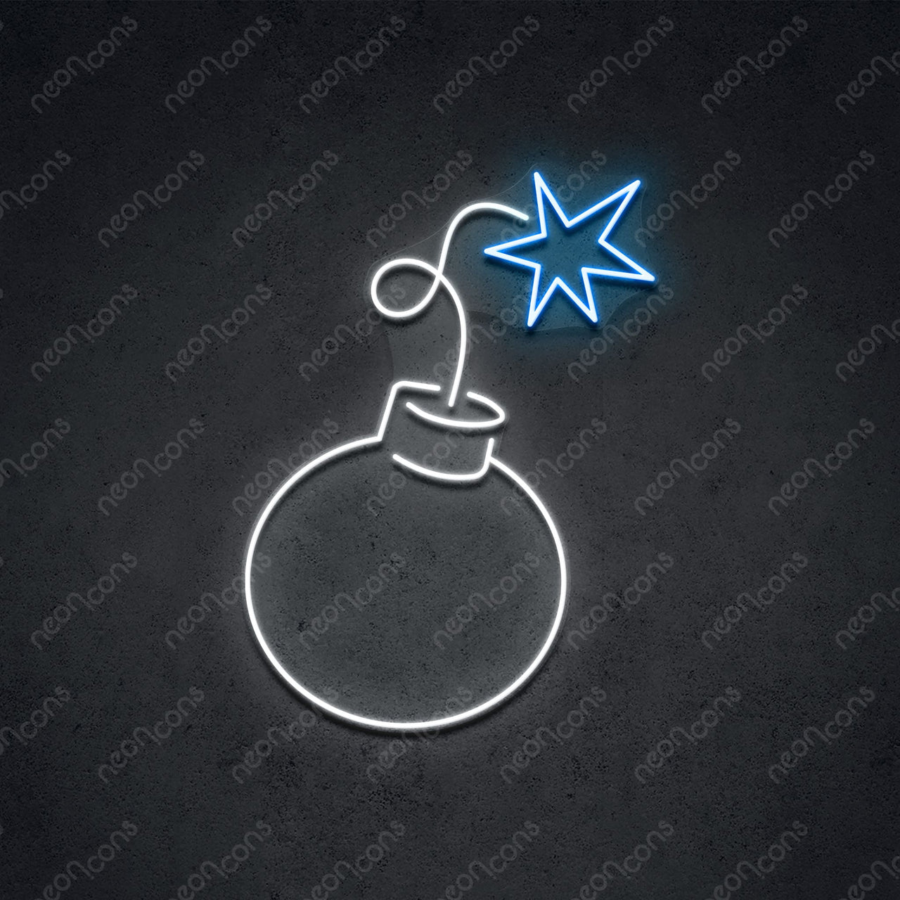 'Bombs Away' Neon Sign 45cm (1.5ft) / Ice Blue / LED by Neon Icons