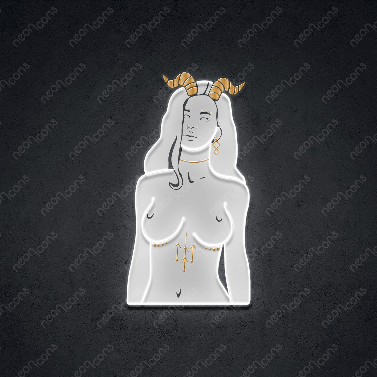 "Capricorn Goddess" LED Neon x Print x Reflective Acrylic 60cm (2ft) / LED Neon x Print with Reflective Acrylic by Neon Icons