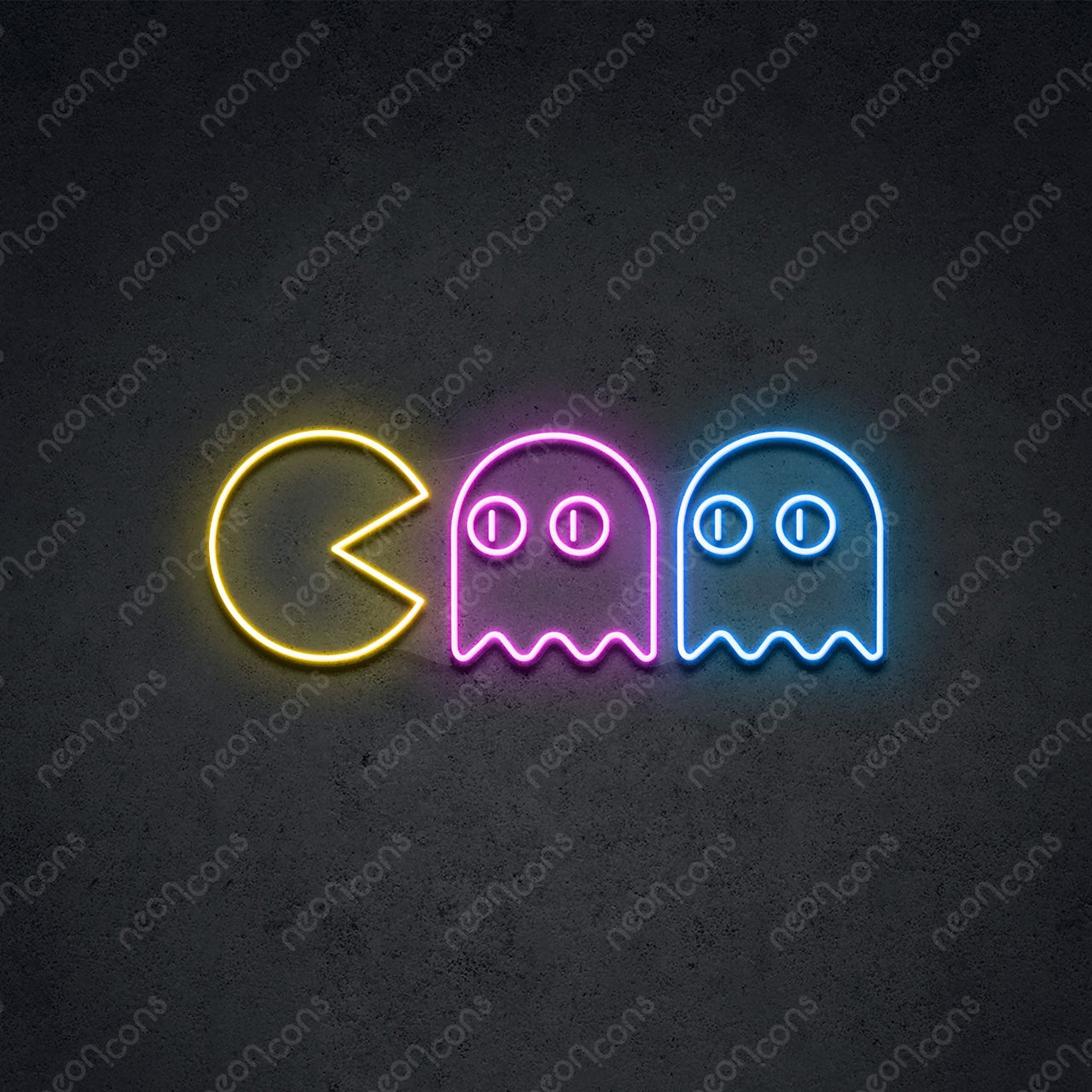 "Chasing Ghosts" Multicolour Neon Sign by Neon Icons