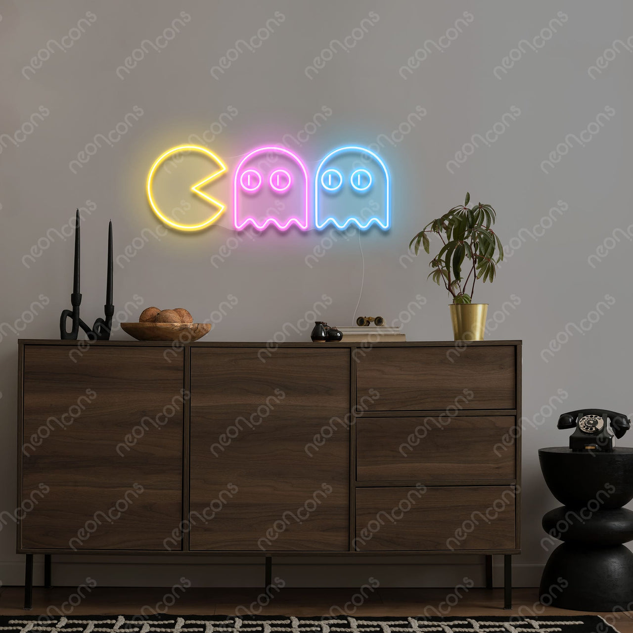 "Chasing Ghosts" Multicolour Neon Sign by Neon Icons