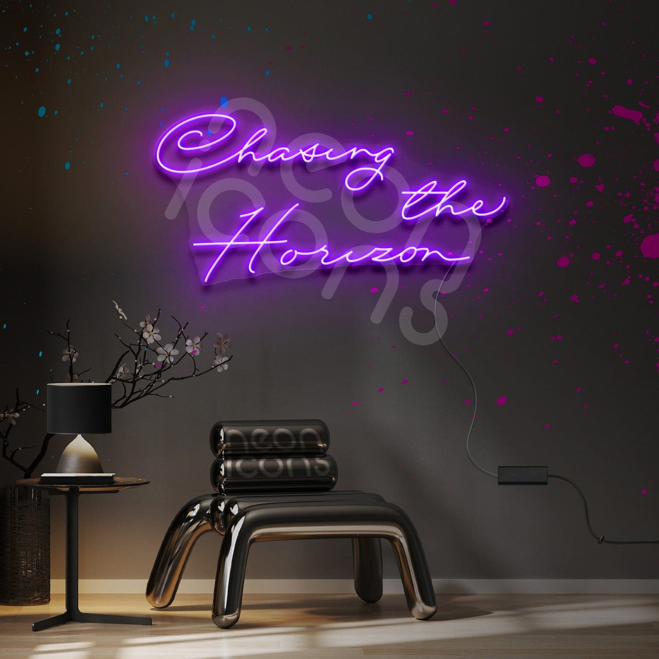 "Chasing the Horizon" Neon Sign 3ft x 1.5ft / Purple / LED Neon by Neon Icons