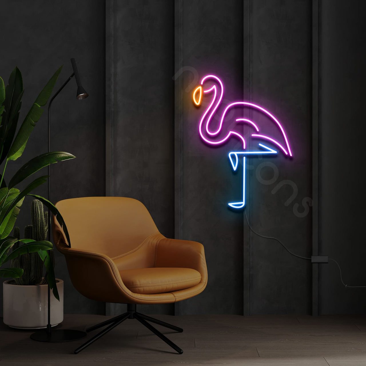 "Colored Flamingo" Neon Sign by Neon Icons