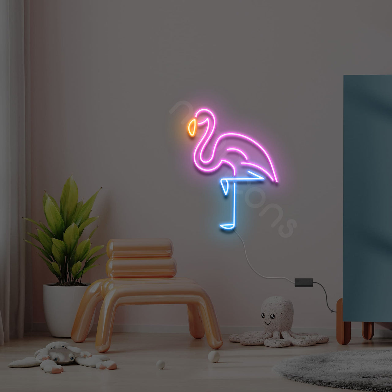 "Colored Flamingo" Neon Sign by Neon Icons