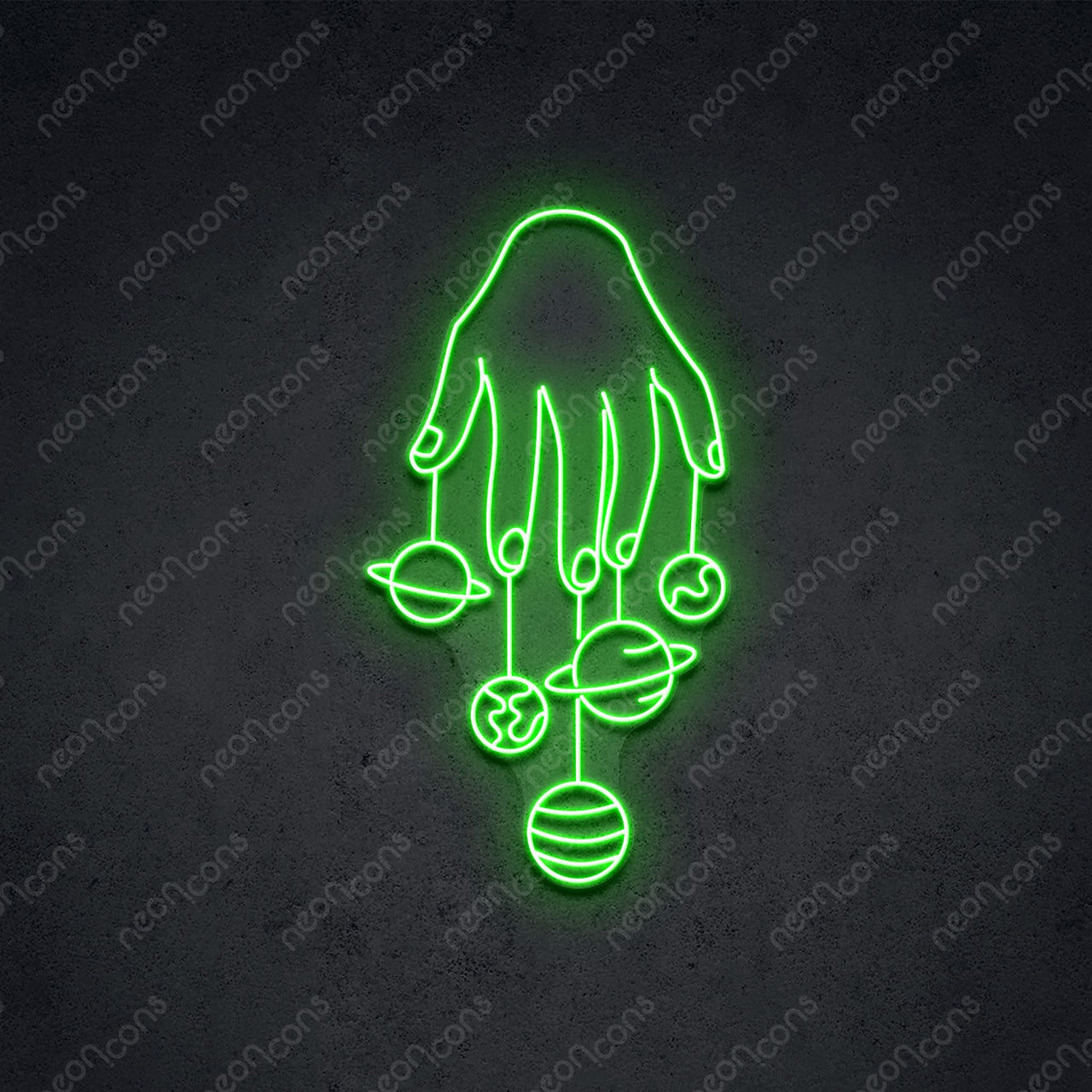 "Cosmic Hand" LED Neon 75cm (2.5ft) / Green / LED Neon by Neon Icons