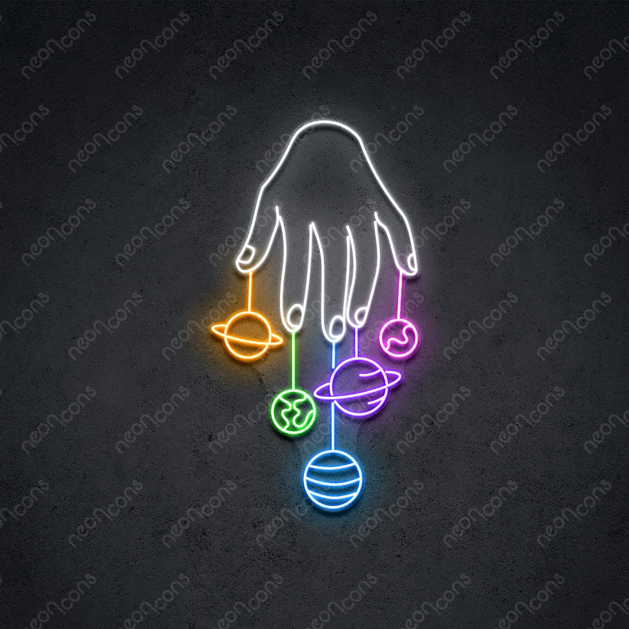 "Cosmic Hand" LED Neon 75cm (2.5ft) / Multicolored / LED Neon by Neon Icons