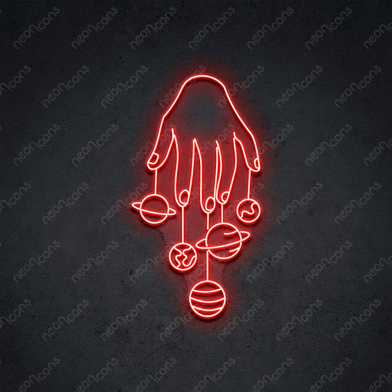 "Cosmic Hand" LED Neon 75cm (2.5ft) / Red / LED Neon by Neon Icons