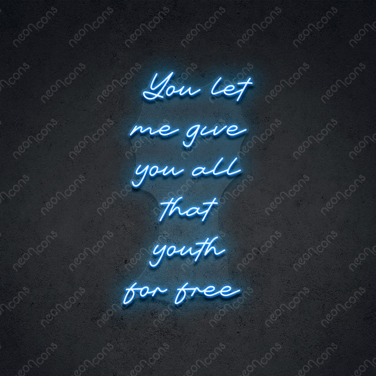 "Free Youth" Neon Sign 75cm (2.5ft) / Ice Blue / LED Neon by Neon Icons