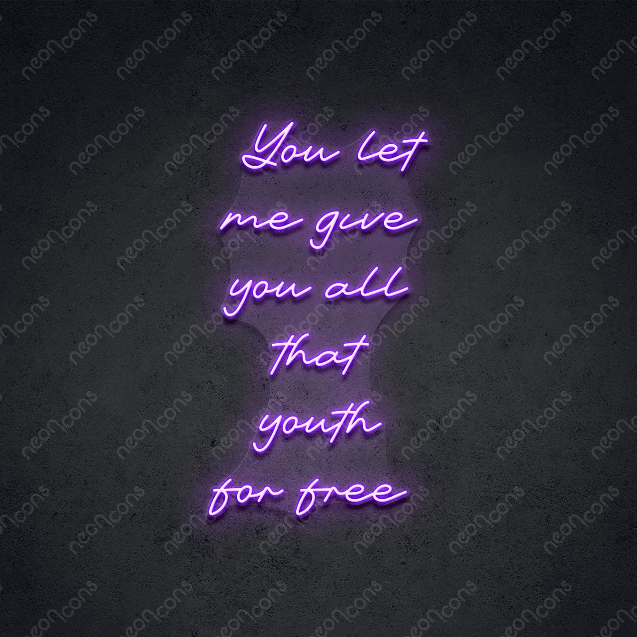 "Free Youth" Neon Sign 75cm (2.5ft) / Purple / LED Neon by Neon Icons