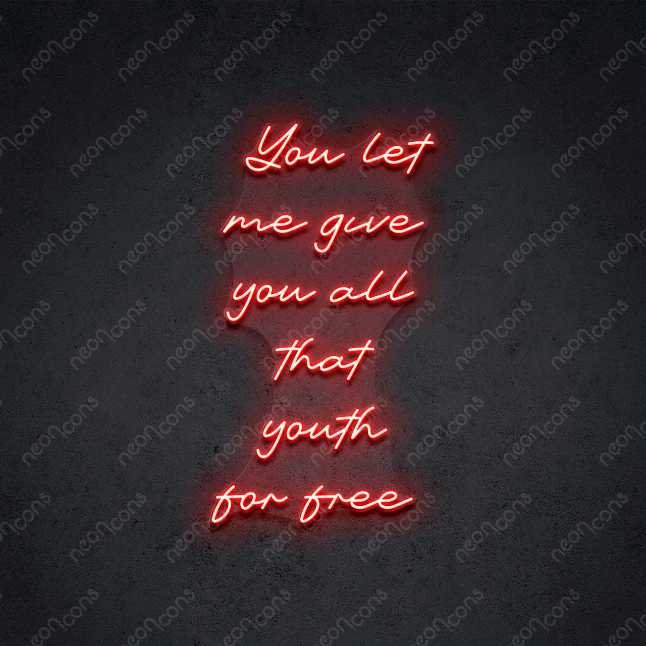 "Free Youth" Neon Sign 75cm (2.5ft) / Red / LED Neon by Neon Icons