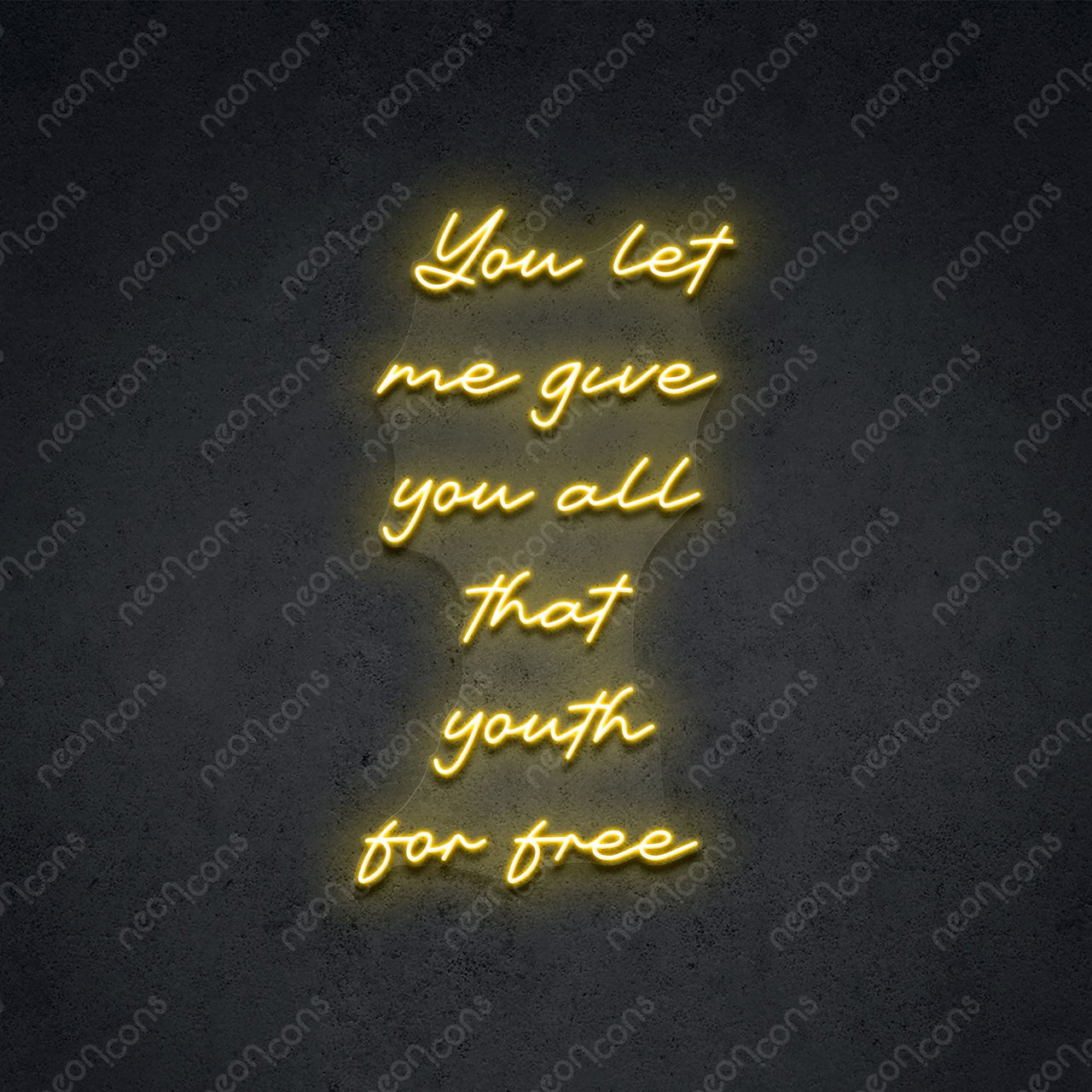 "Free Youth" Neon Sign 75cm (2.5ft) / Yellow / LED Neon by Neon Icons