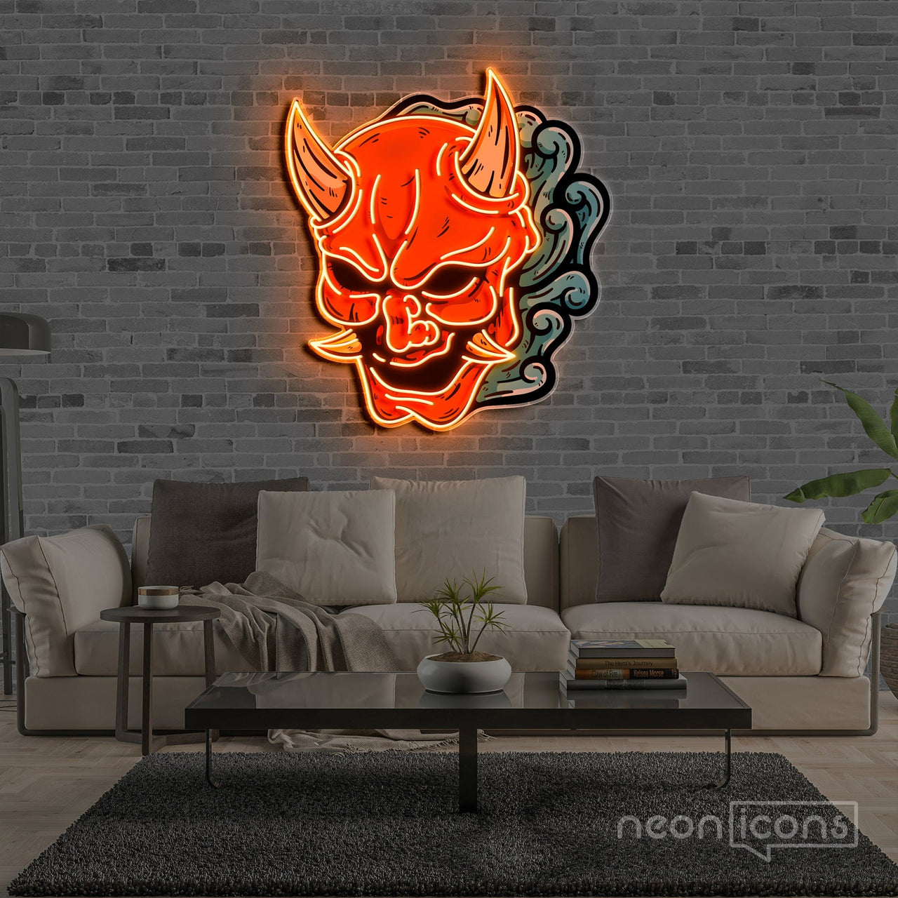 "Hannya Mask" LED Neon x Print by Neon Icons