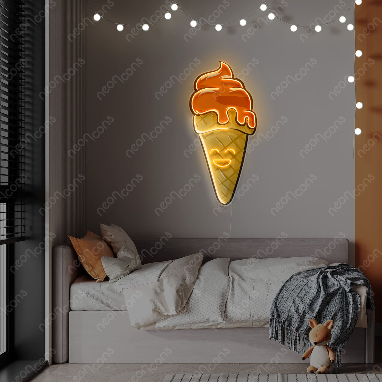 "Happycream Cone" LED Neon x Print by Neon Icons