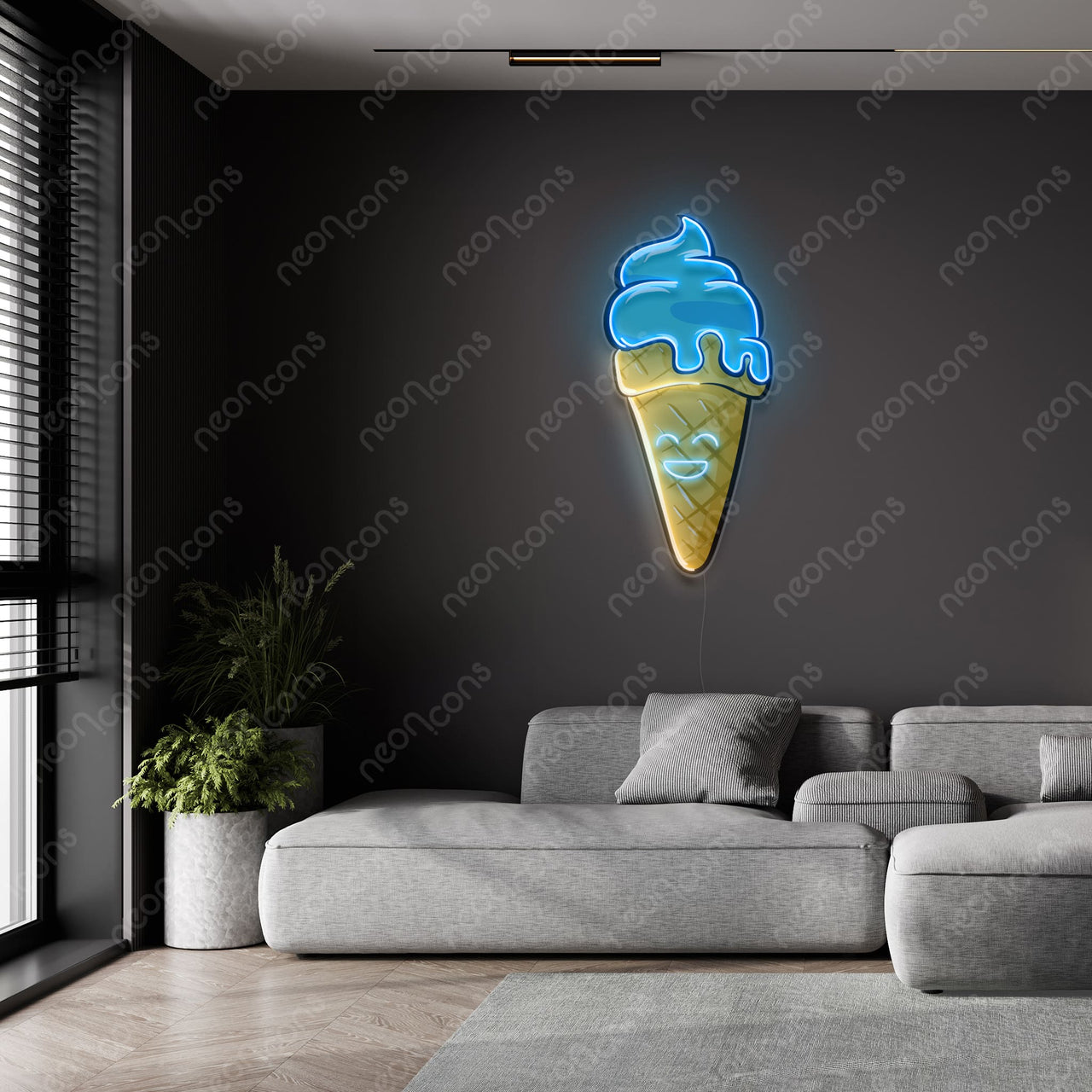 "Happycream Cone" LED Neon x Print by Neon Icons