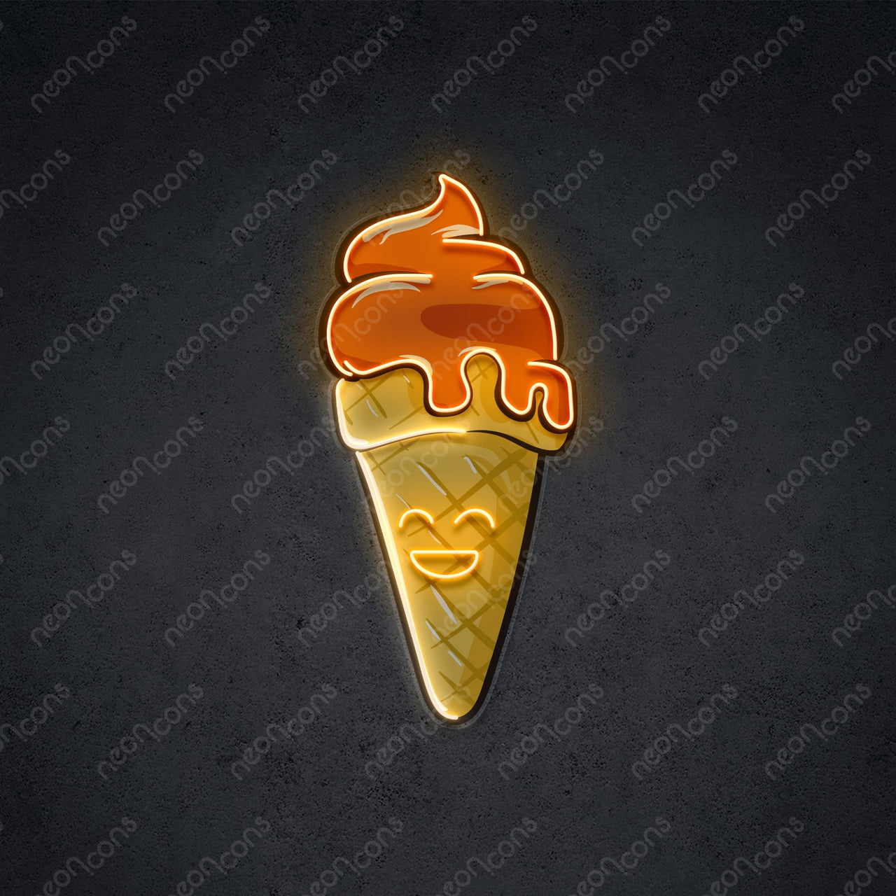 "Happycream Cone" LED Neon x Print 45cm (1.5ft) / Orange / LED Neon x Print by Neon Icons