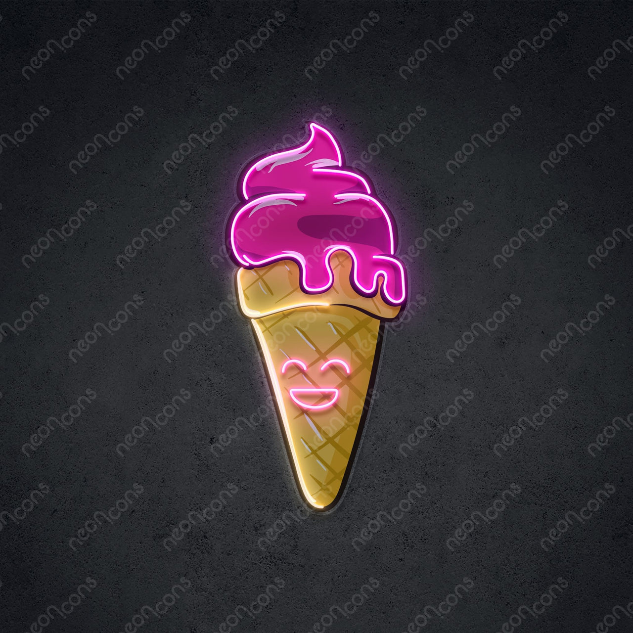 "Happycream Cone" LED Neon x Print 45cm (1.5ft) / Pink / LED Neon x Print by Neon Icons