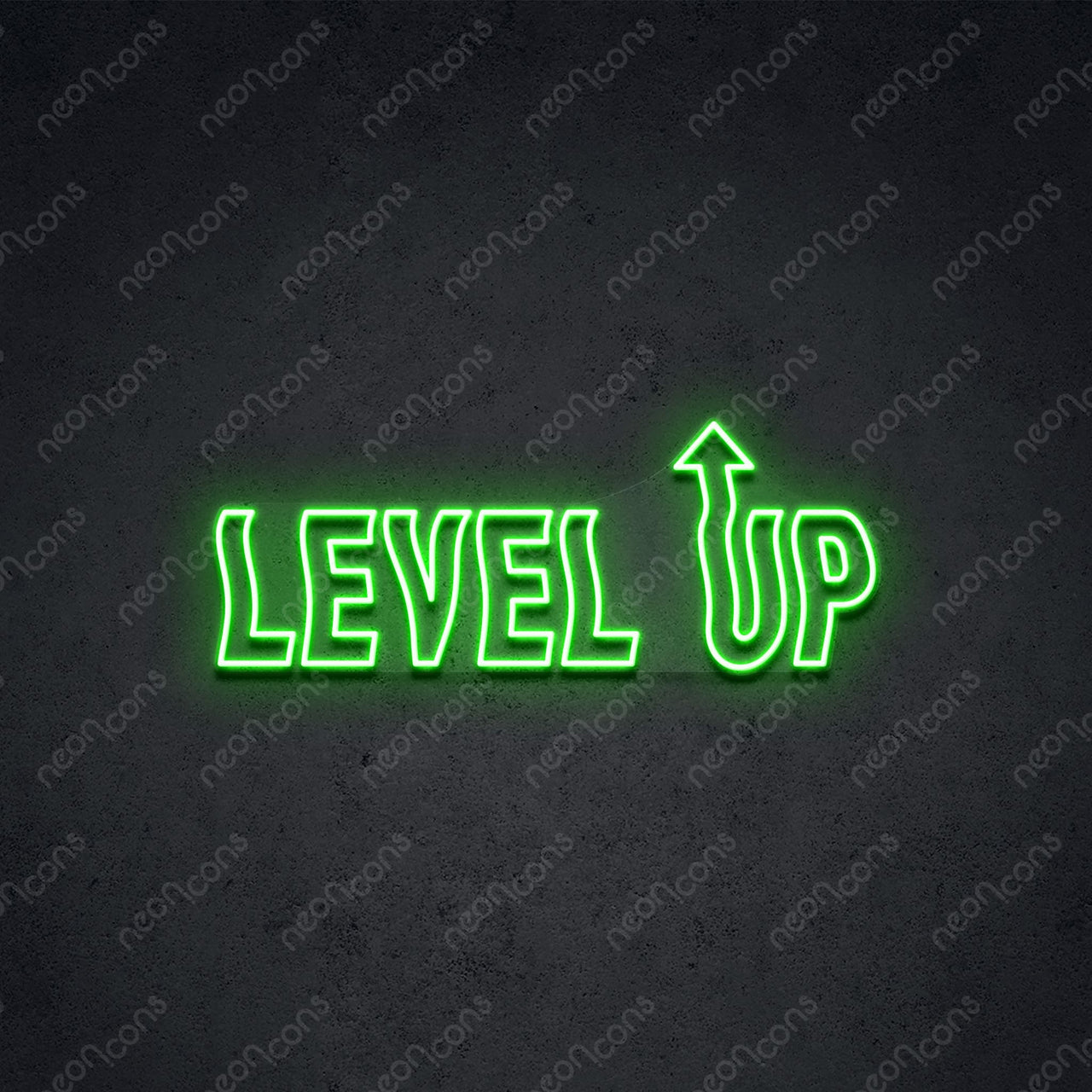 'Level Up' Neon Sign 45cm (1.5ft) / Green / LED by Neon Icons