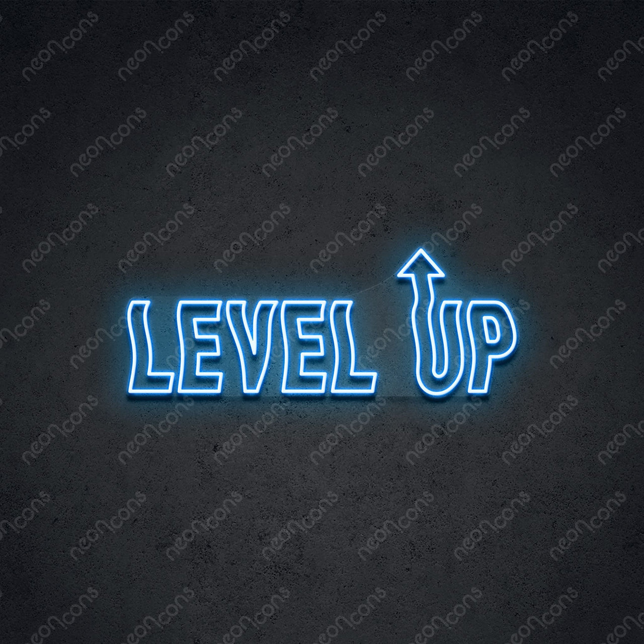 'Level Up' Neon Sign 45cm (1.5ft) / Ice Blue / LED by Neon Icons