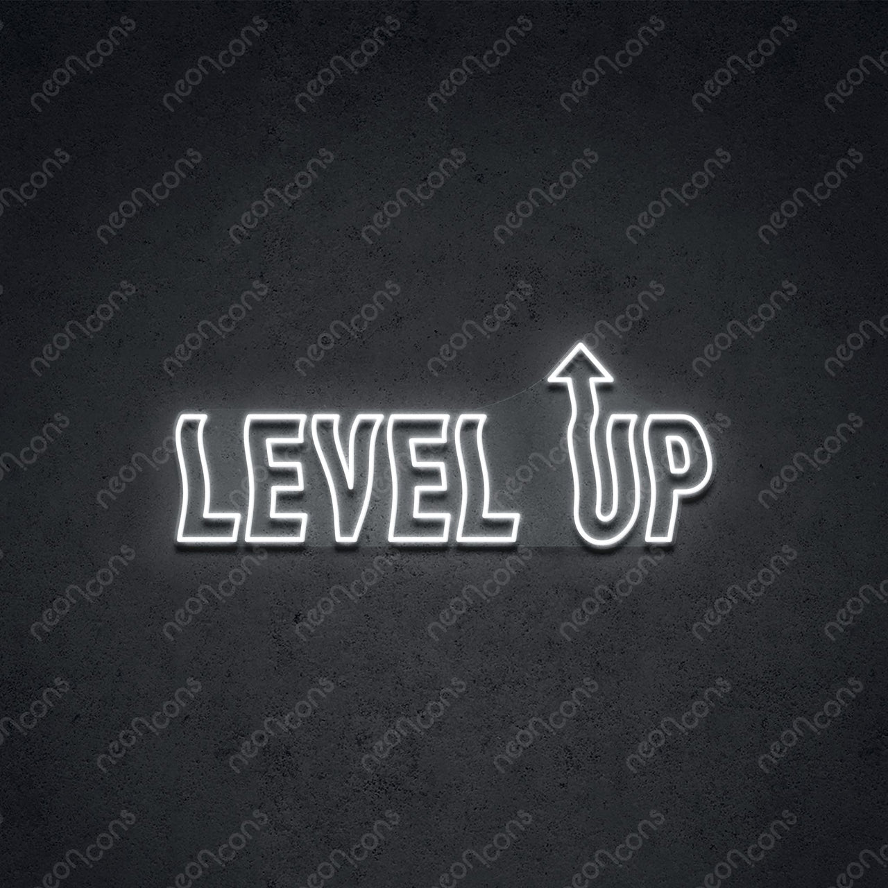 'Level Up' Neon Sign 45cm (1.5ft) / White / LED by Neon Icons