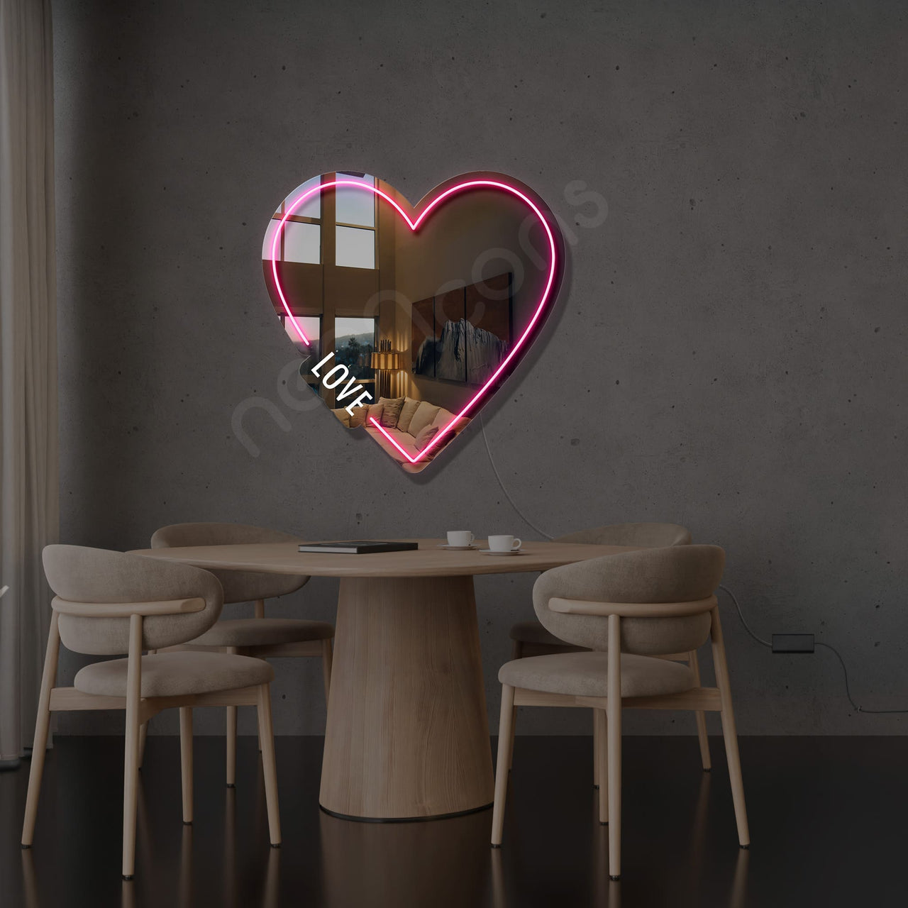 "Love" LED Neon x Acrylic Mirror by Neon Icons