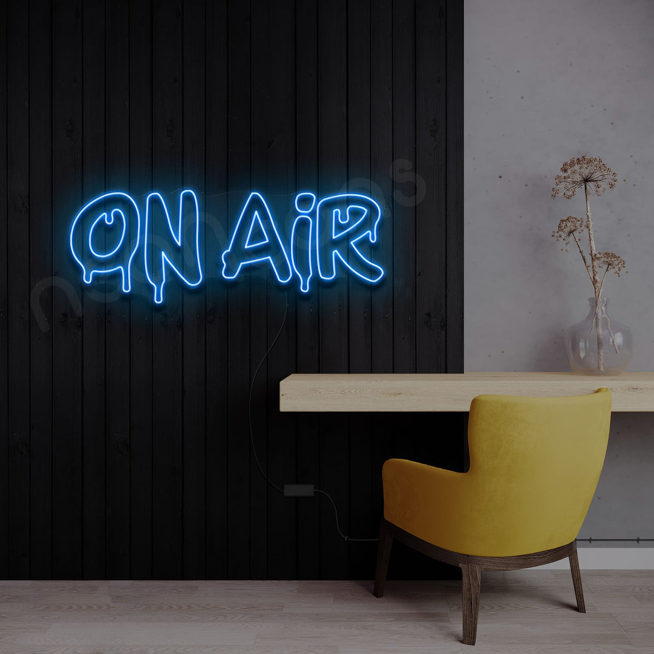 "On Air" Neon Sign 60cm (2ft) / Ice Blue / LED by Neon Icons