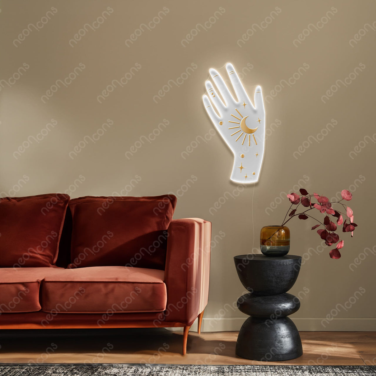 "Palm Reader" LED Neon x Print x Reflective Acrylic by Neon Icons