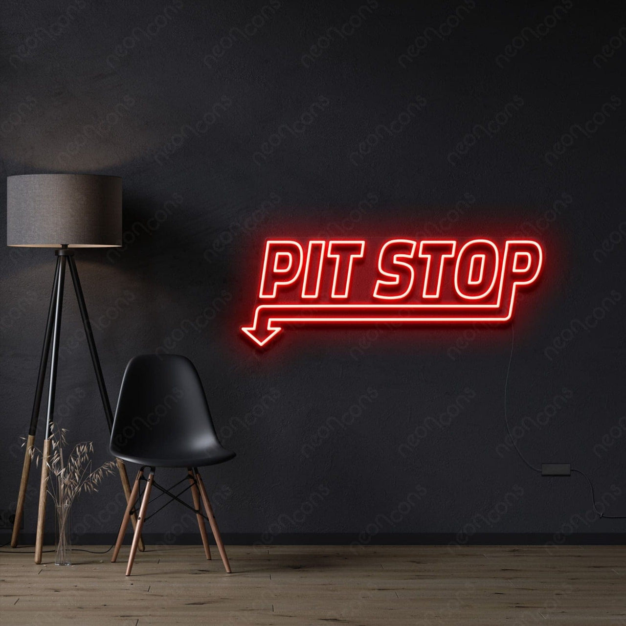 "PitStop" Neon Sign 60cm (2ft) / Red / LED Neon by Neon Icons