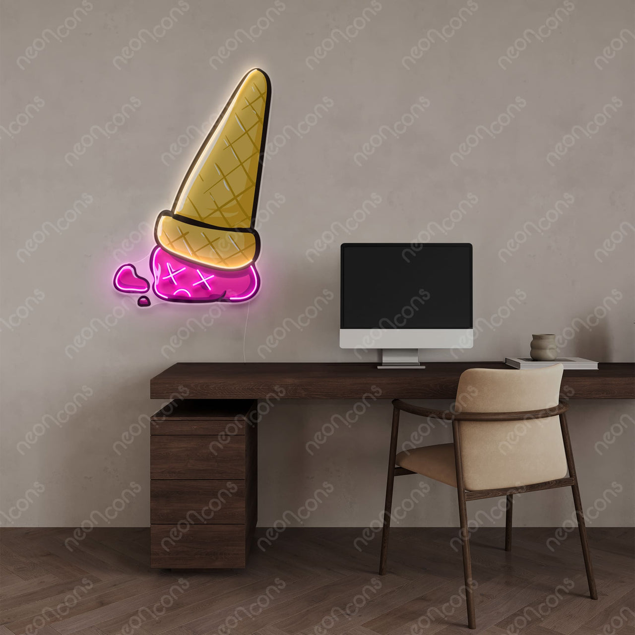 "Sadcream Cone" LED Neon x Print by Neon Icons