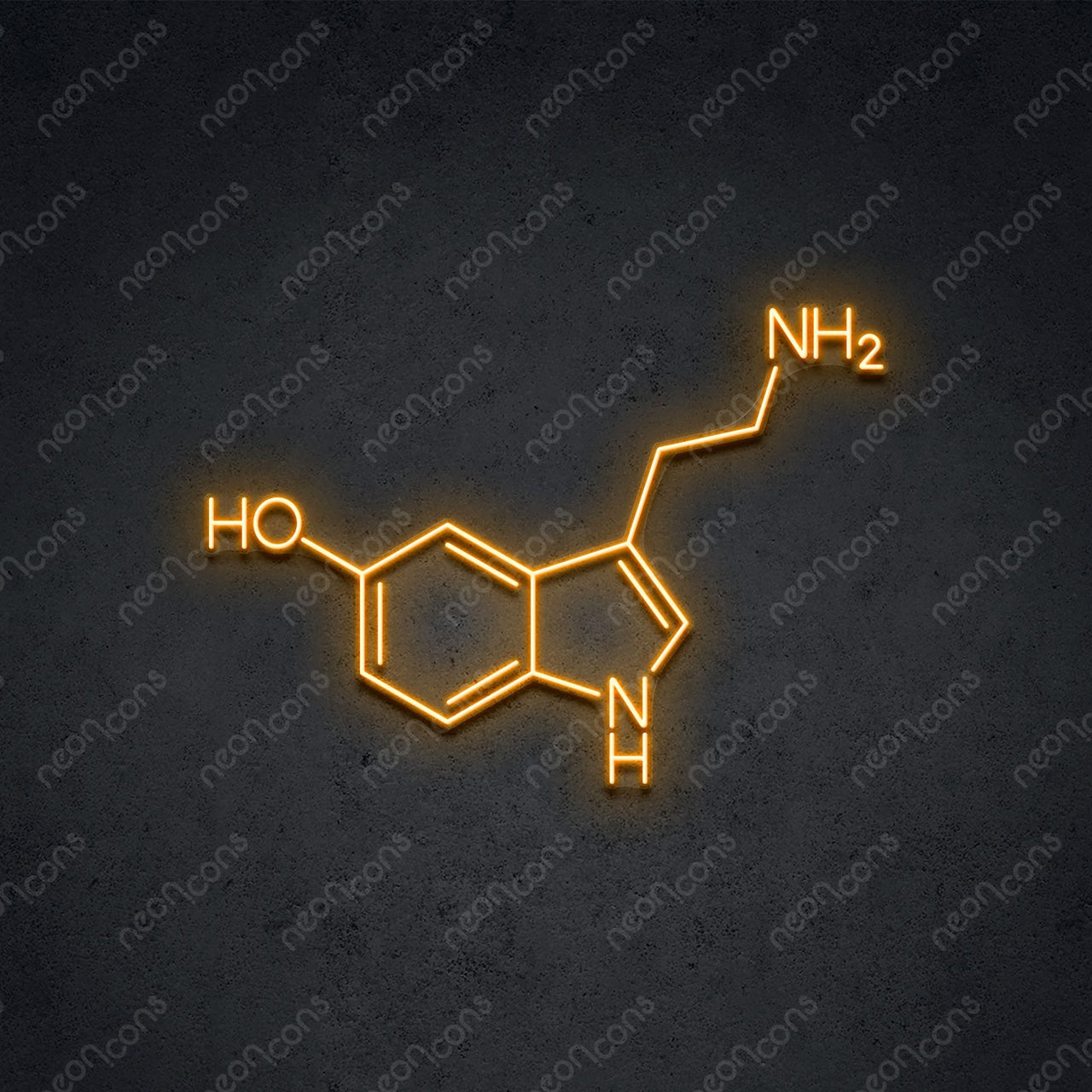 "Serotonin Molecule" LED Neon 60cm (2ft) / Orange / LED Neon by Neon Icons