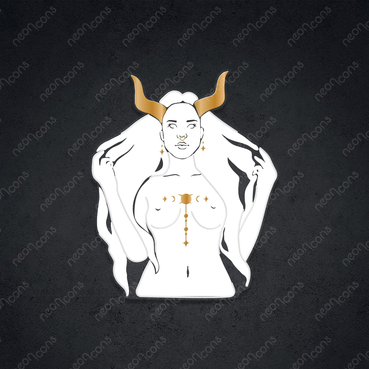 "Taurus Goddess" LED Neon x Print x Reflective Acrylic by Neon Icons