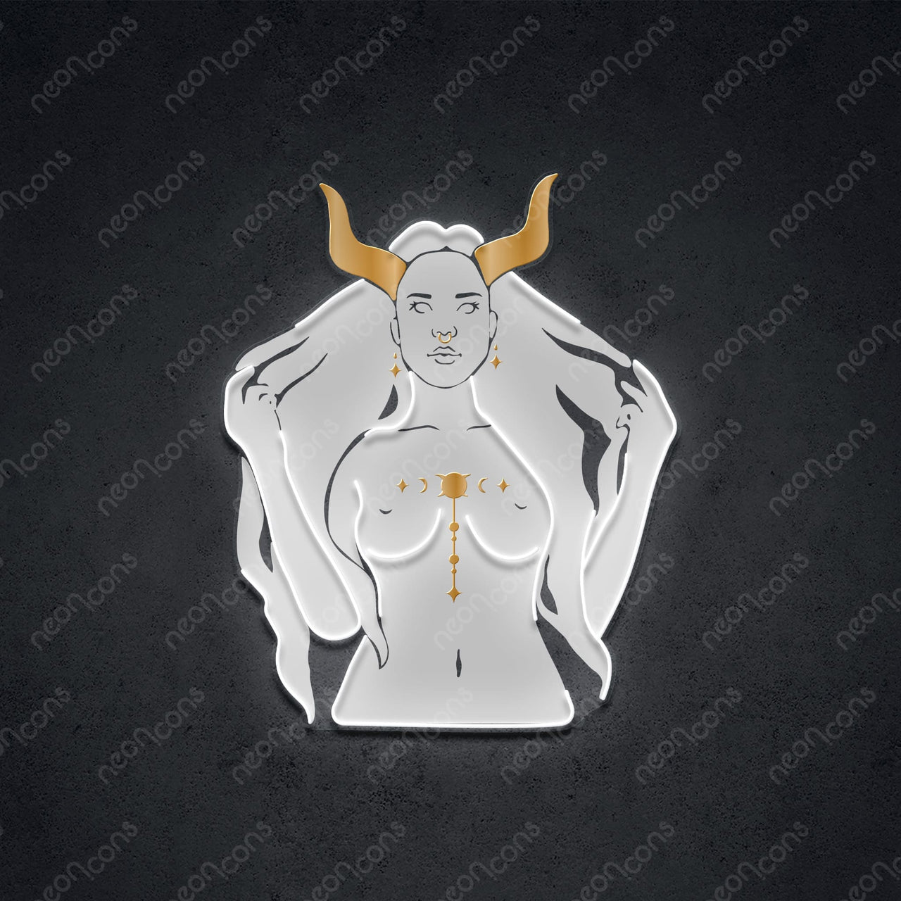 "Taurus Goddess" LED Neon x Print x Reflective Acrylic 60cm (2ft) / LED Neon x Print with Reflective Acrylic by Neon Icons