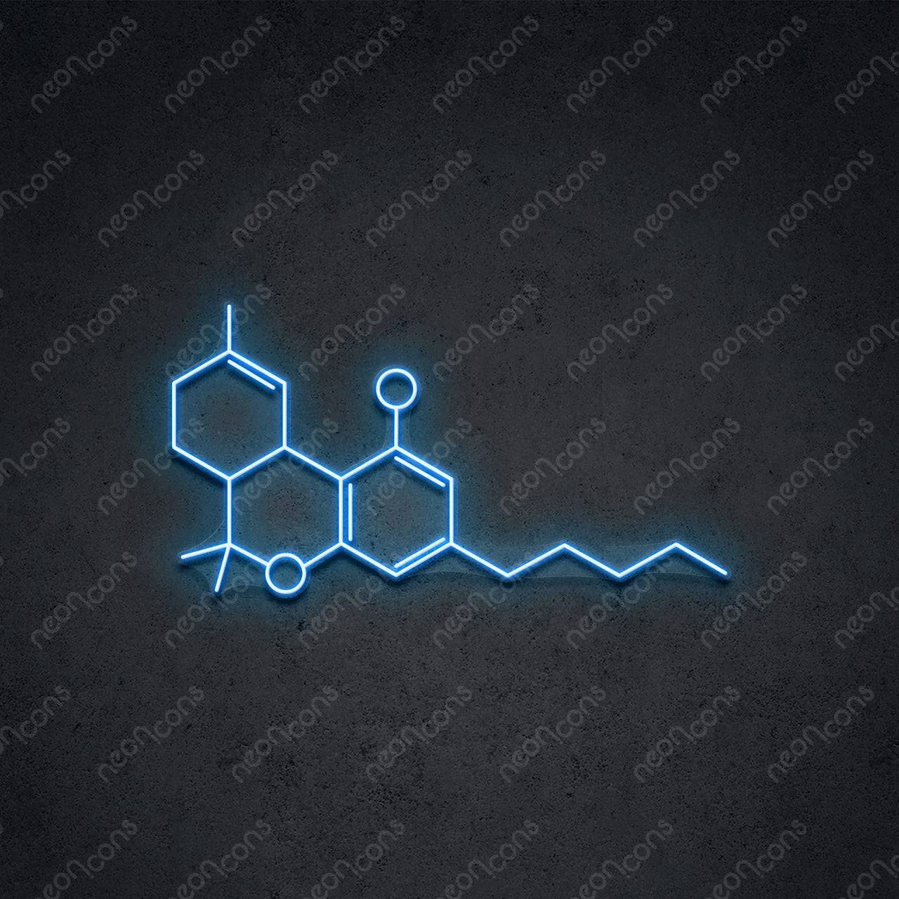 "THC Molecule" LED Neon 60cm (2ft) / Ice Blue / LED Neon by Neon Icons