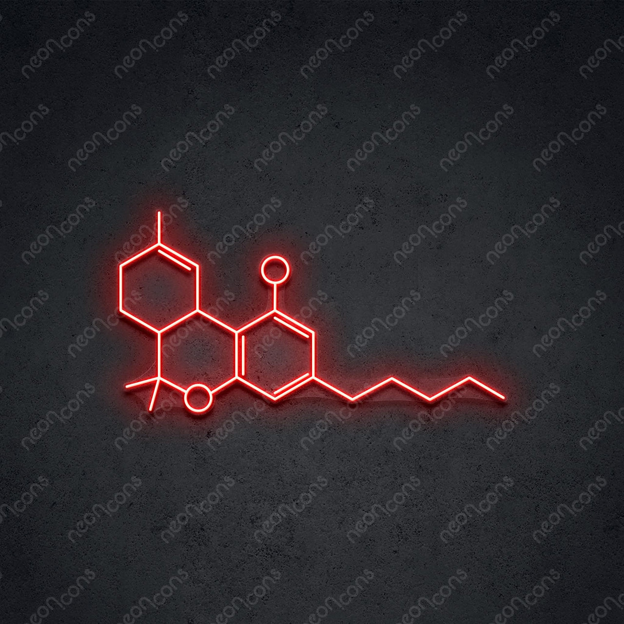 "THC Molecule" LED Neon 60cm (2ft) / Red / LED Neon by Neon Icons