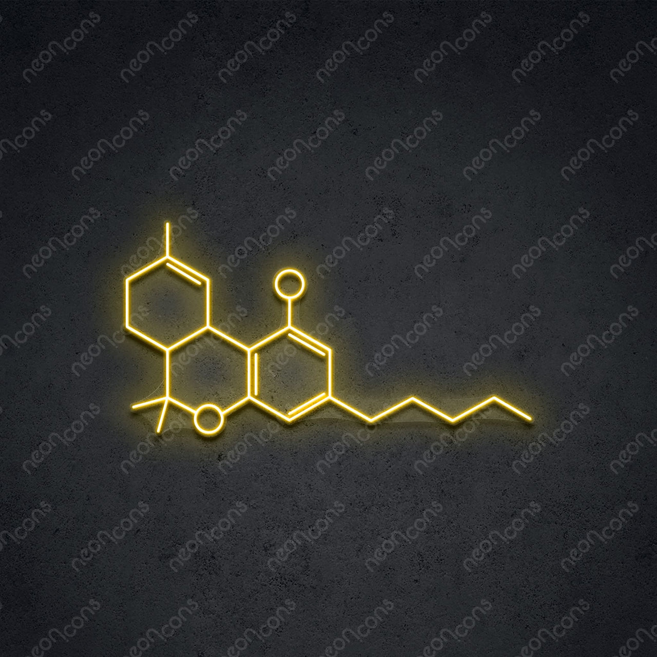 "THC Molecule" LED Neon 60cm (2ft) / Yellow / LED Neon by Neon Icons