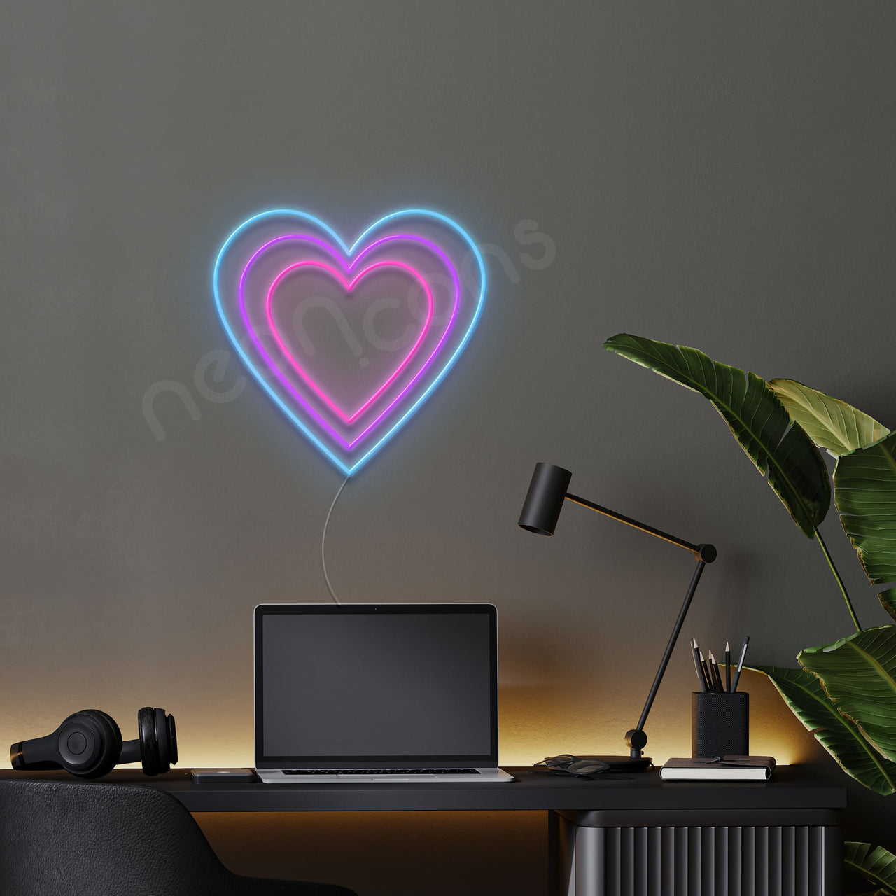 "Triple Hearts" Multicolour Neon Sign by Neon Icons