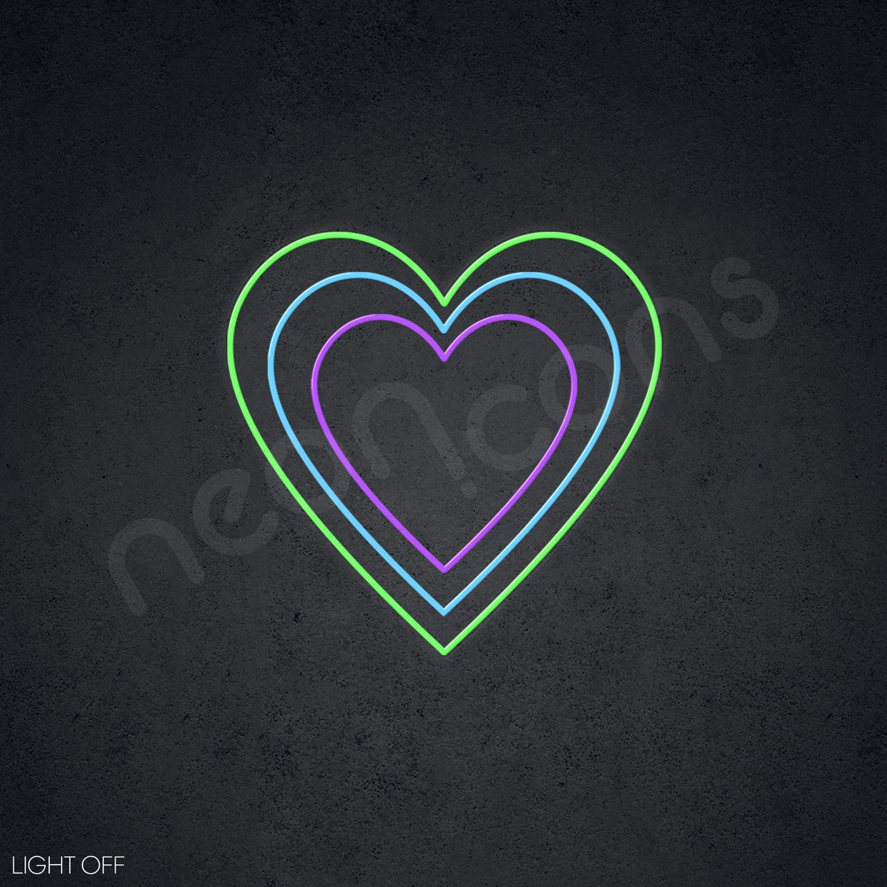 "Triple Hearts" Multicolour Neon Sign by Neon Icons