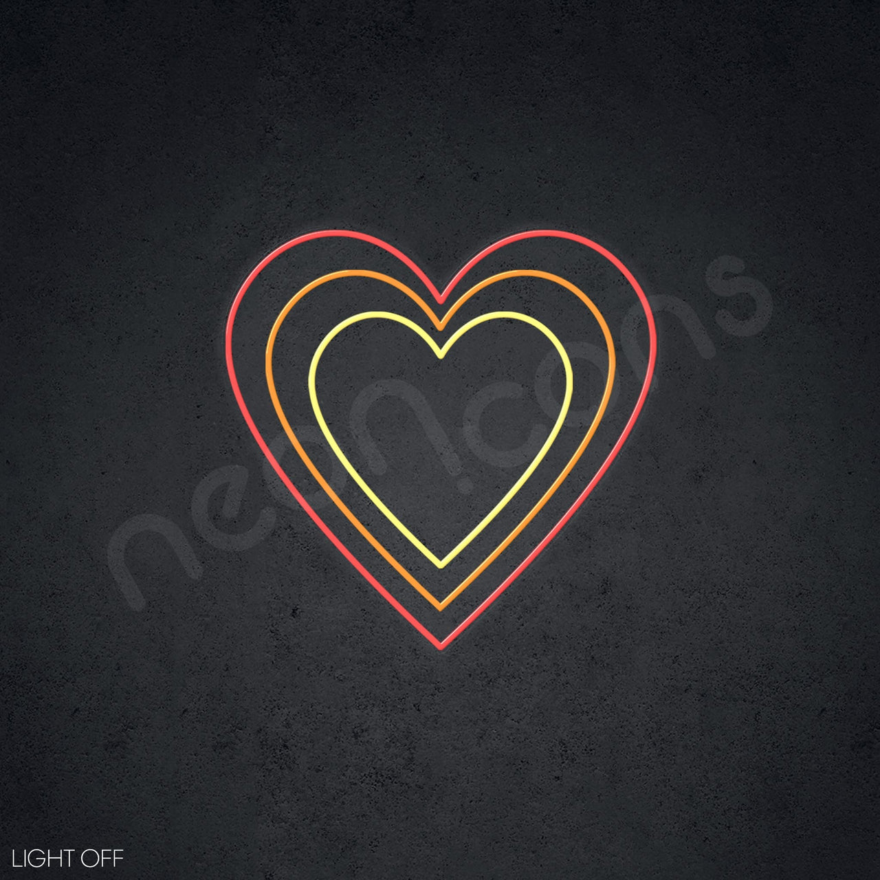 "Triple Hearts" Multicolour Neon Sign by Neon Icons