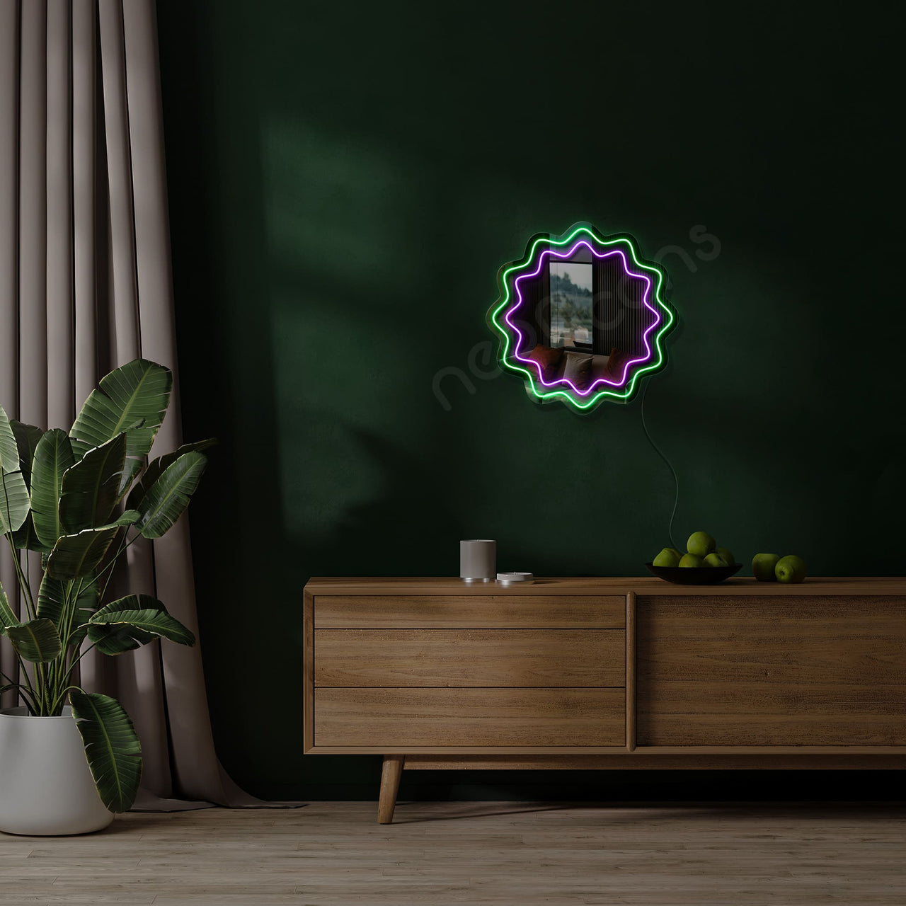"Wiggly Burst" LED Neon x Acrylic Mirror by Neon Icons