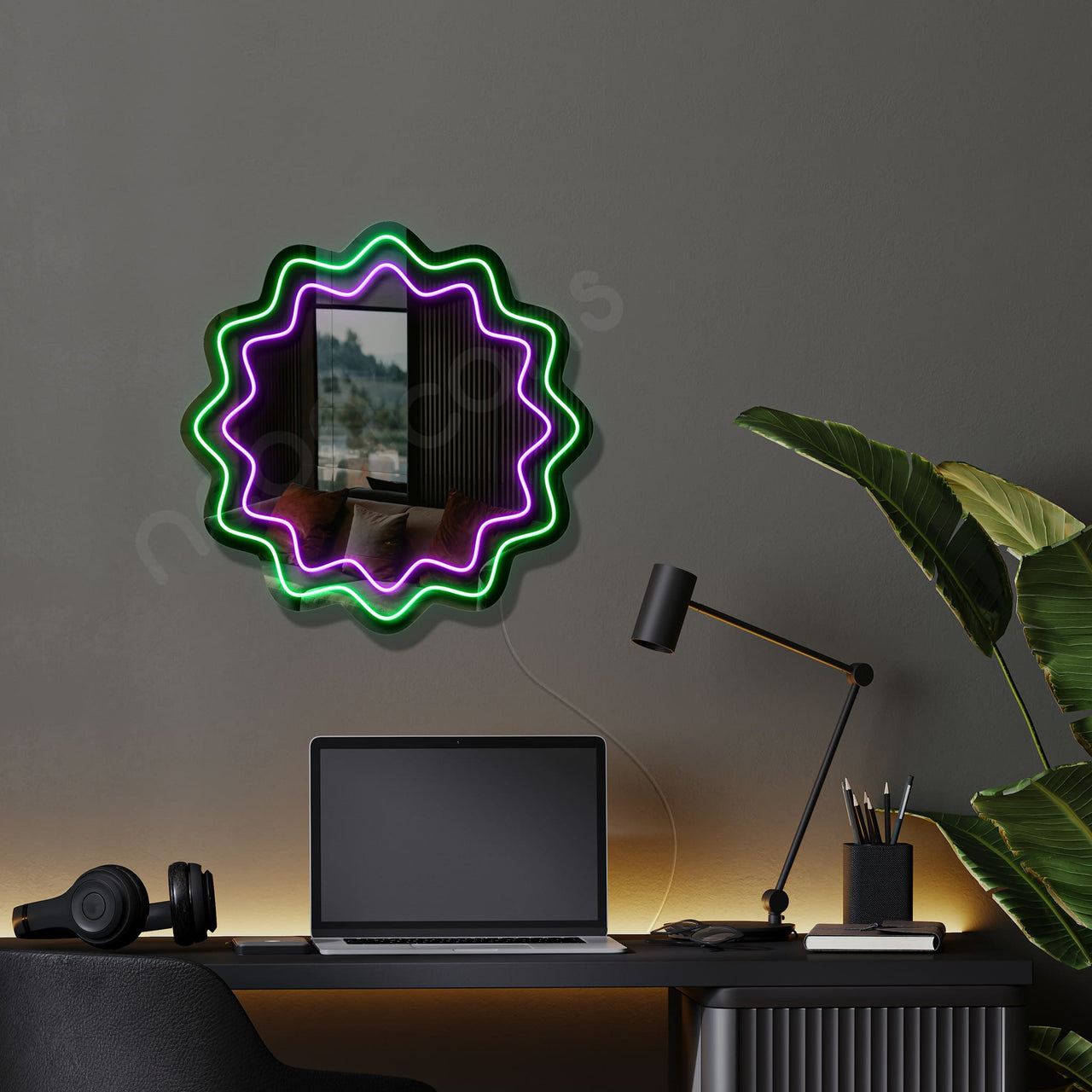 "Wiggly Burst" LED Neon x Acrylic Mirror by Neon Icons