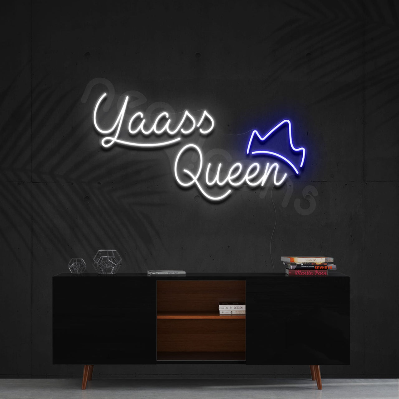 "Yaass Queen" Neon Sign 60cm (2ft) / Blue / LED by Neon Icons