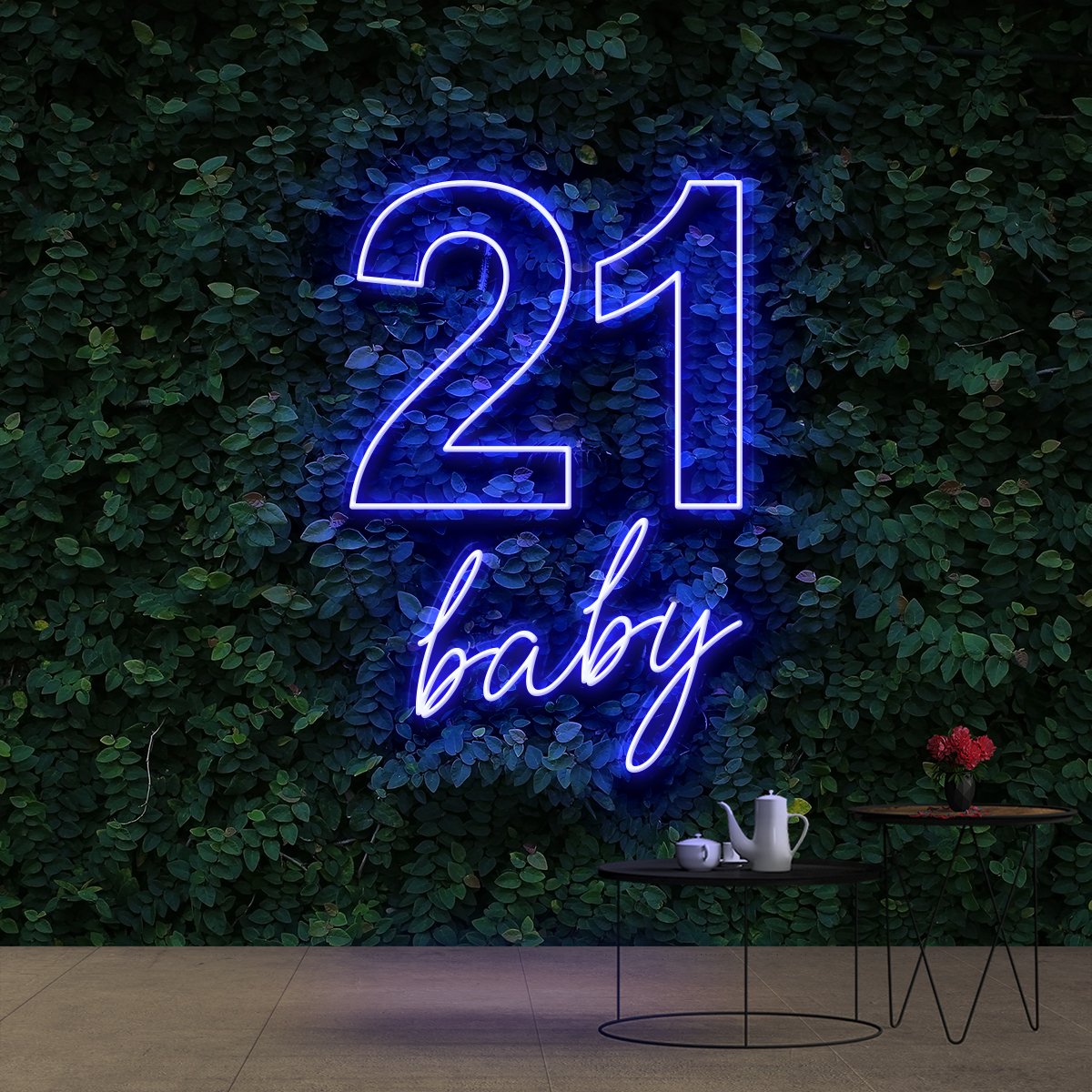 "21 Baby" Birthday Neon Sign 60cm (2ft) / Blue / Cut to Shape by Neon Icons