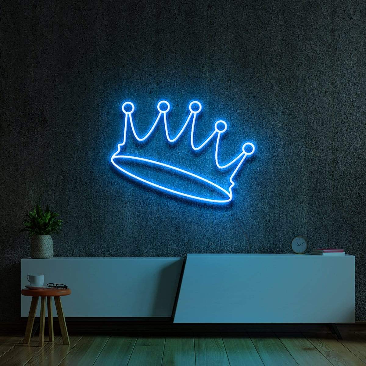 "A Crown Fit For A..." Neon Sign 60cm (2ft) / Ice Blue / LED Neon by Neon Icons