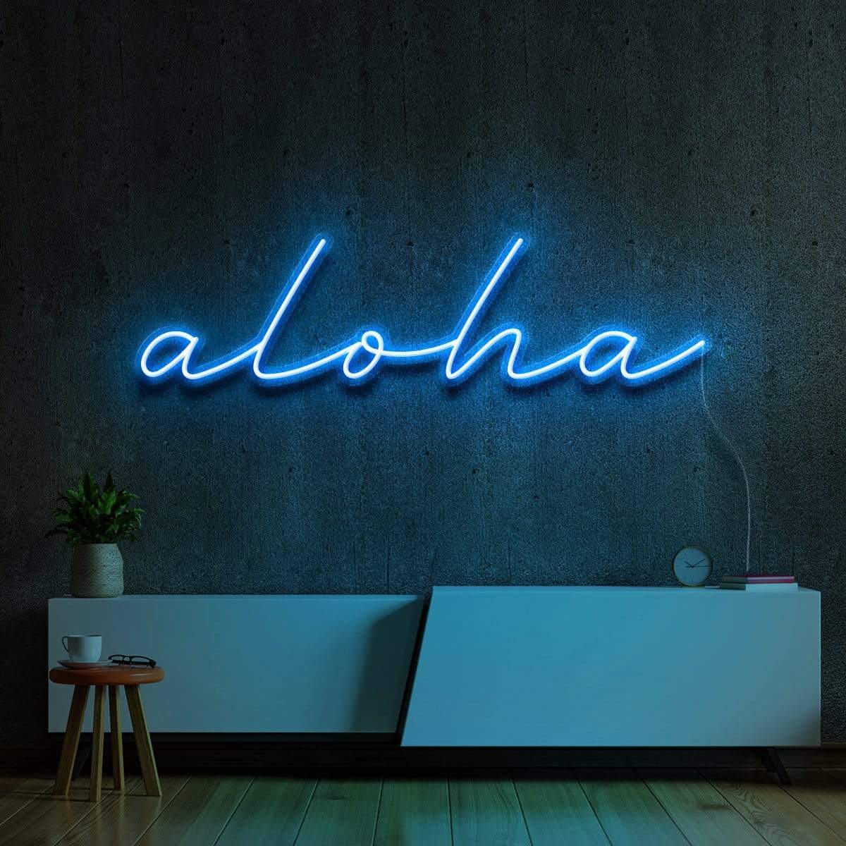 "Aloha" Neon Sign 60cm (2ft) / Ice Blue / LED Neon by Neon Icons