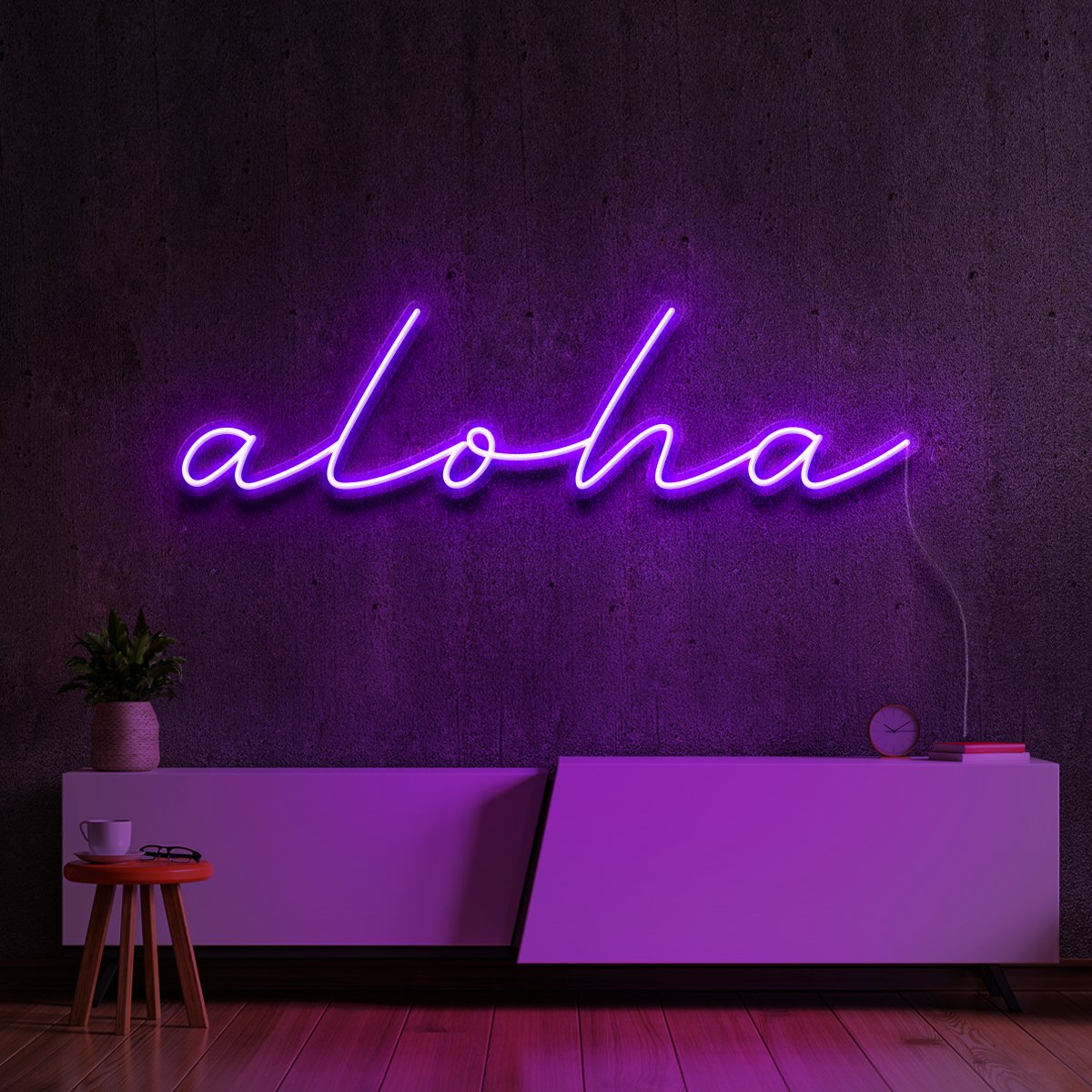 "Aloha" Neon Sign 60cm (2ft) / Purple / LED Neon by Neon Icons