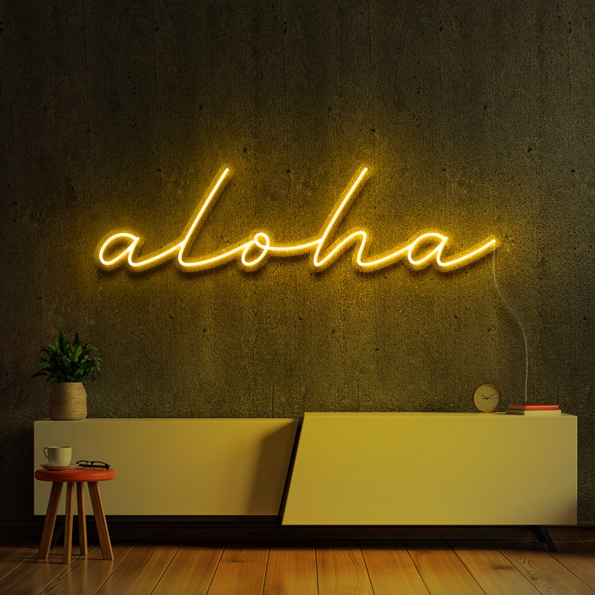 "Aloha" Neon Sign 60cm (2ft) / Yellow / LED Neon by Neon Icons